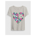 Šedé holčičí bavlněné tričko s motivem srdce GAP