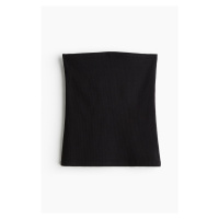 H & M - Žebrované tílko bez ramínek - černá