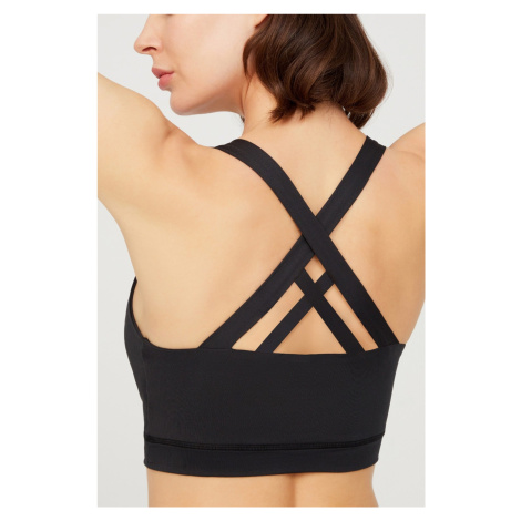 LOS OJOS Black Lightly Supported Back Detail Covered Sports Bra.