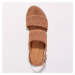 Blancheporte Ploché kožené sandály z proplétaných pásků karamelová