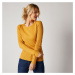 Blancheporte Žebrovaný pulovr s kulatým výstřihem medová
