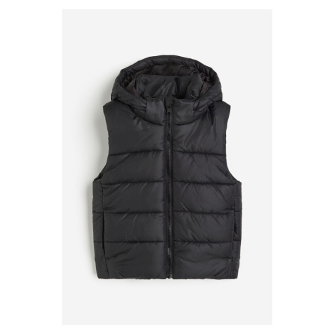 H & M - Vatovaná vesta's kapucí - černá H&M