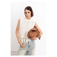 DEFACTO Coool Crew Neck Basic Plain Tassel Knit Vest