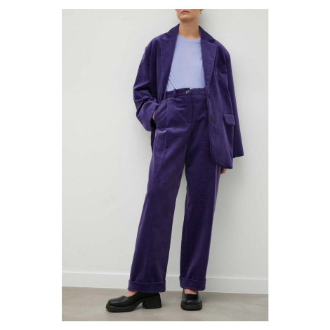Manšestrové kalhoty Lovechild Lucas fialová barva, high waist Lovechild 1979