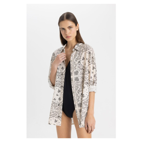 DEFACTO Fall in Love Paisley Viscose Beach Shirt