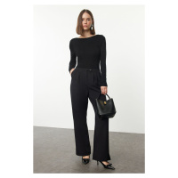 Trendyol Black Low Waist Wide Leg/Wide Leg Woven Trousers