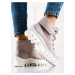 Trendy kotníčkové boty dámské fialové na plochém podpatku