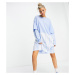 Weekday Tracy long sleeved t-shirt dress in blue tie dye