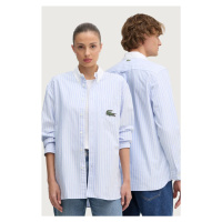 Bavlněná košile Lacoste modrá barva, relaxed, s límečkem button-down