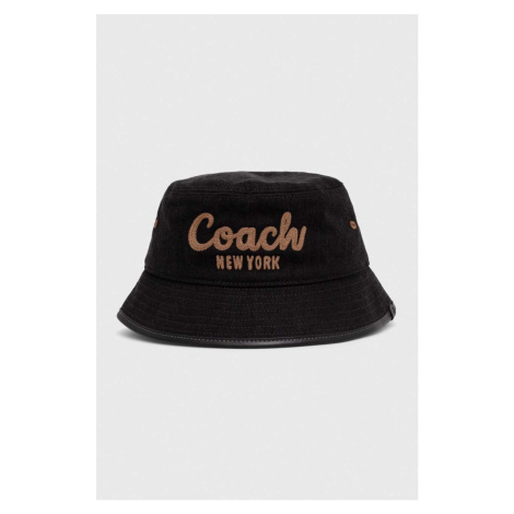 Džínový klobouk Coach černá barva