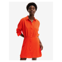 Oranžové dámské košilové šaty Desigual Milwaukee - Dámské
