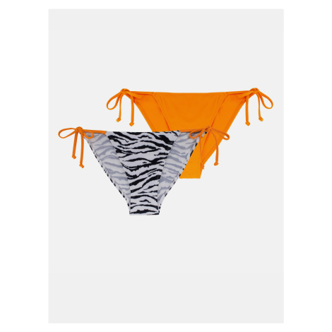 Sada dvou dámských spodních dílů plavek v oranžové a bílé barvě DORINA Avalon