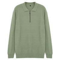 Trendyol Light Green Slim Crew Neck Textured Knitwear Sweater