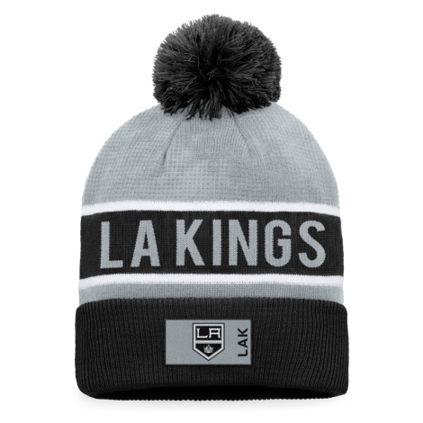 Los Angeles Kings zimní čepice Authentic Pro Game & Train Cuffed Pom Knit Black-Stone Gray Fanatics