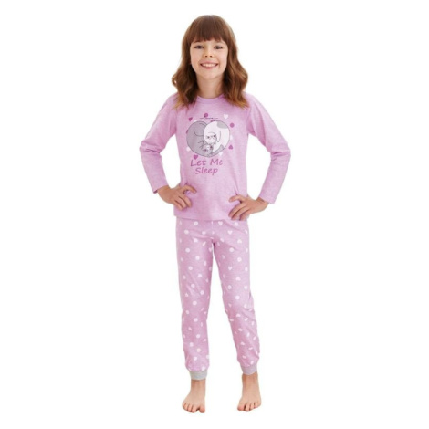 Dívčí pyžamo Elza fialové kočky