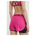 Tréninkové šortky Under Armour dámské, růžová barva, s potiskem, high waist