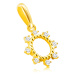 Diamantový přívěsek ze žlutého 585 zlata - kroužek ozdobený drobnými kuličkami, čiré brilianty