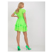 Fluo zelené mini šaty s volánem