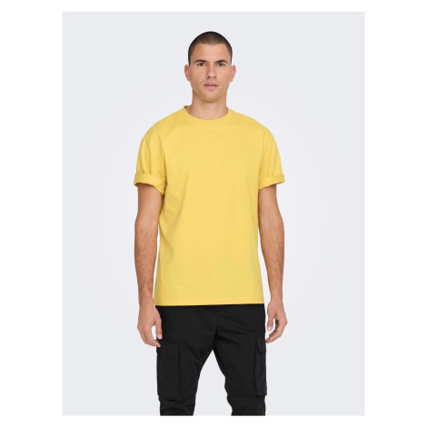 Žluté pánské basic tričko ONLY & SONS Fred