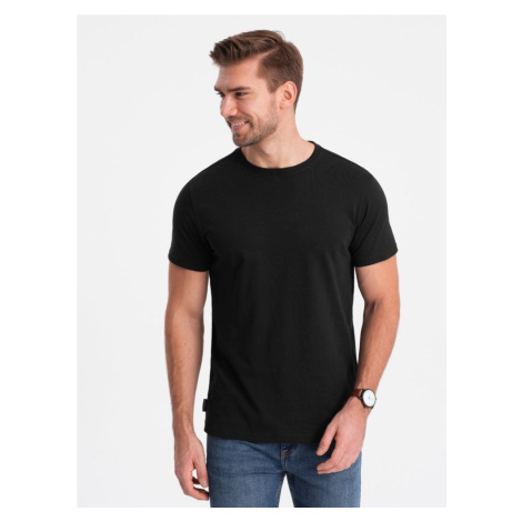 Ombre Clothing Bavlněné klasické černé tričko s krátkým rukávem V1 TSBS-0146