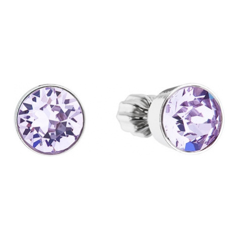 Stříbrné náušnice pecka s krystaly fialové kulaté 31113.3 violet