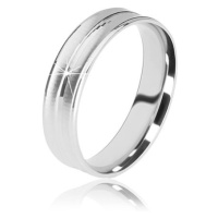 Stříbrný prsten 925 - dva matné zářezy a jeden užší proužek uprostřed, 5 mm
