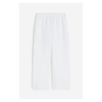 H & M - Cropped kalhoty z lněné směsi - bílá