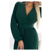 Smaragdové midi šaty s plisovanou sukní