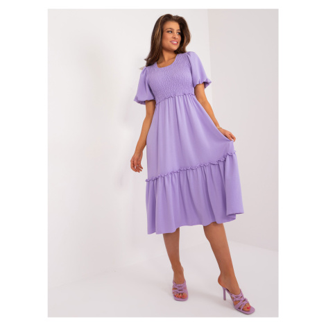 Světle fialové volánové midi šaty -light viollet Fialová