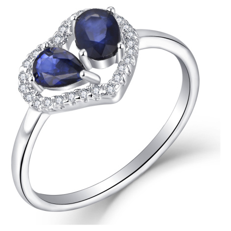 Brilio Silver Romantický stříbrný prsten se safíry R-FS-5648S 58 mm