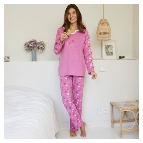 Blancheporte Pyžamo s potiskem květin, s kalhotami růžová