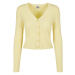 Ladies Short Rib Knit Cardigan - softyellow