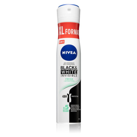 NIVEA Black & White Invisible Fresh + Antibacterial antiperspirant ve spreji pro ženy 200 ml