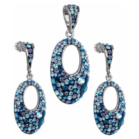 Evolution Group Sada šperků s krystaly Swarovski náušnice a přívěsek modré kulaté 39075.3 blue s