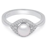 Brilio Silver Půvabný stříbrný prsten s pravou perlou ML05671L 54 mm