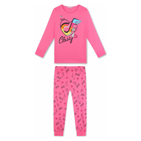 Dívčí pyžamo - KUGO MP1514, růžová tmavě/ šedé kalhoty Barva: Růžová sytě