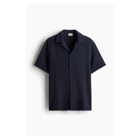 H & M - Mušelínová košile resort Regular Fit - modrá H&M