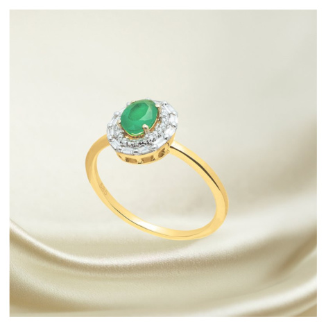 Zlatý prsten se smaragdem a diamanty Planet Shop