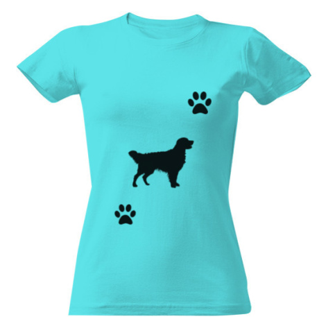 Dámské tričko Zlatý Retrívr tlapky