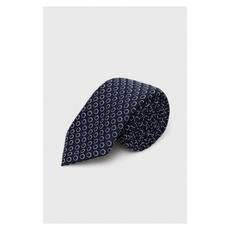 Kravata s příměsí hedvábí BOSS tmavomodrá barva Hugo Boss