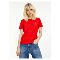 Tommy Jeans dámské červené tričko Jersey