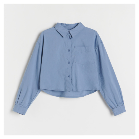 Reserved - Krátká košile s kapsičkou - Modrá