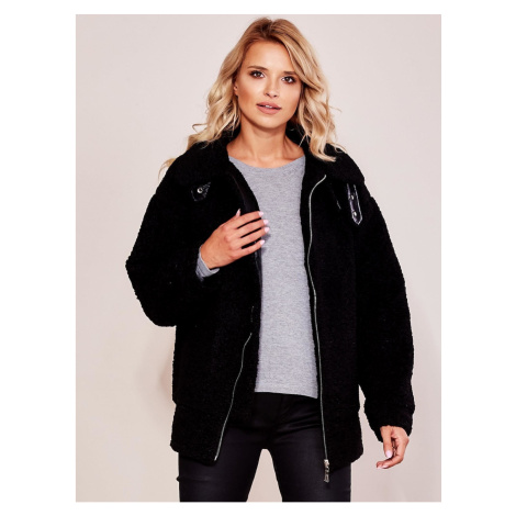 Black faux fur jacket Fashionhunters
