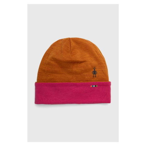 Oboustranná čepice Smartwool Thermal Merino Reversible oranžová barva, z tenké pleteniny, vlněná