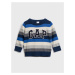 Dětský svetr GAP Logo stripe crewneck sweater Modrá