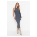 Trendyol Gray Ribbed Knitted Waist Dress