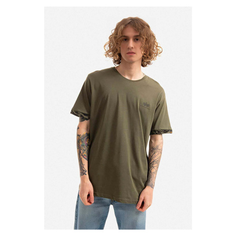 Bavlněné tričko Alpha Industries zelená barva, 106509.634-green