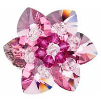 Evolution Group Brož bižuterie se Swarovski krystaly růžová kytička 78002.3