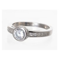 Stříbrný prsten s čirými zirkony 59820F