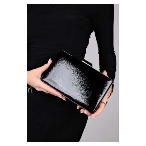 LuviShoes DESTINY Black Patent Leather Women Evening Bag